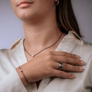 Armband zilver oxy + 9 karaat tonnetje