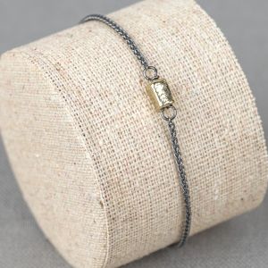 Armband zilver oxy + 9 karaat tonnetje