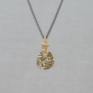 Collier zilver oxy + verguld amulet