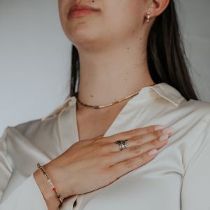 Armband Goldfilled + Regenboog edelstenen