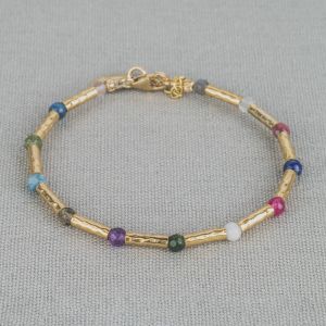 Armband Goldfilled + Regenboog edelstenen