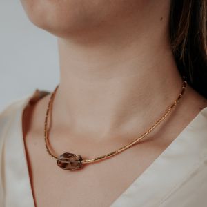 Collier LIMITED Goldfilled + Rookkwarts