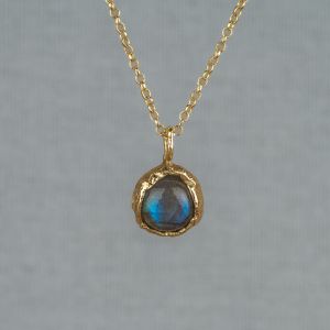 Necklace gold plated + pendant plated + Labradorite