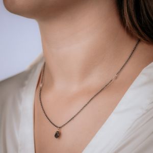 Collier zilver oxy + verguld Herkimer Diamant + Ruwe Diamant