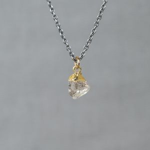 Collier zilver oxy + verguld Herkimer Diamant + Ruwe Diamant