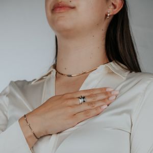 Armband zilver oxy + verguld Ruwe Diamant