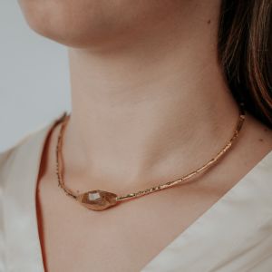 Collier LIMITED Goldfilled buisjes + Gold Rutielkwarts