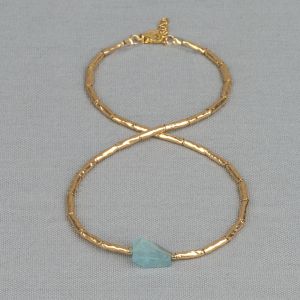 Collier LIMITED Goldfilled buisjes + Aquamarijn