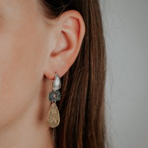 Earrings Aztec three colors + Smoky quartz