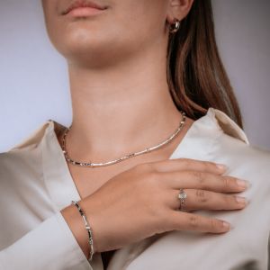 Armband buisjes balletjes zilver