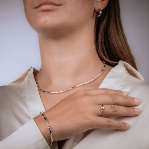 Ring zilver + 9 karaat zeshoek