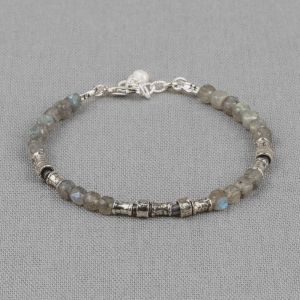 Armband Labradoriet + buisjes