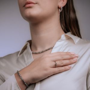 Armband Labradoriet + buisjes