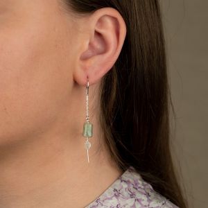 Pull-through earring + green Kyanite