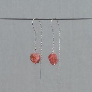 Doortrek oorbel + Roze Toermalijn