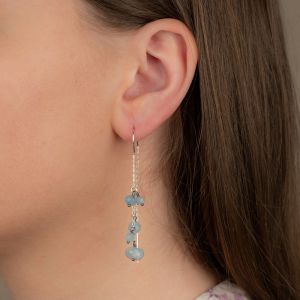 Pull-through earring silver + La Botanic Aquamarine