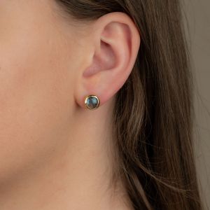 Oorsteker zilver verguld + Labradoriet