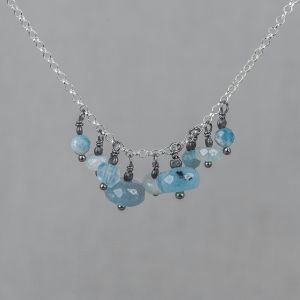 Necklace bunches of silver + Aquamarine