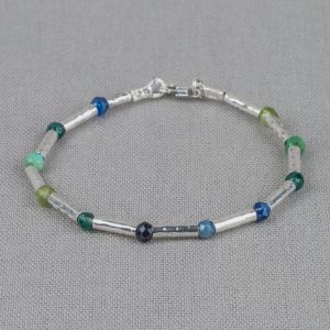 Bracelet silver blue rainbow gemstones