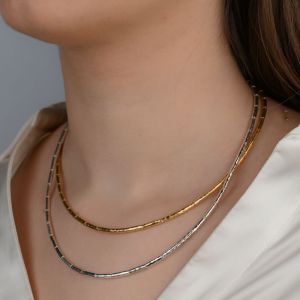 Necklace duo tubes Goldfilled and silver