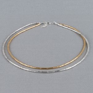Halskette Duo-Röhren Goldfilled und Silber