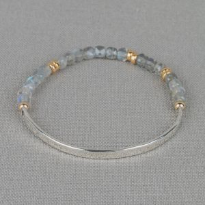 Armband half half zilver + Labradoriet met Goldfilled