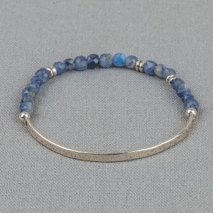 Armband zilver half half + Kyaniet