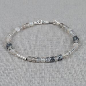 Armband zilver oxy + Grijze Maansteen
