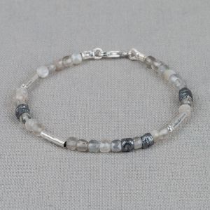 Armband zilver oxy + Grijze Maansteen