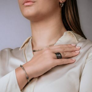 Armband Silber Oxy + Grauer Mondstein