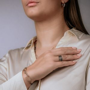 Armband fun zilver oxy + Goldfilled