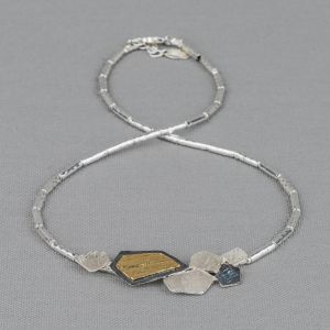 Halskette TUBES Scherben Silber + Oxy + vergoldet