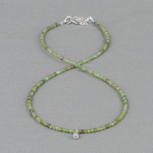 Necklace green Tourmaline + silver bobbin