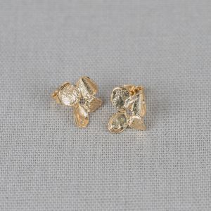 Oorsteker viooltje zilver verguld