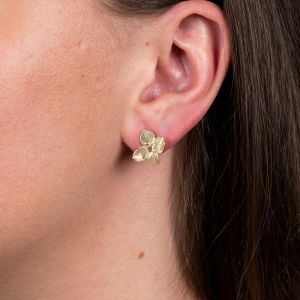 Oorsteker viooltje zilver verguld