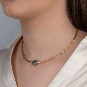 Collier buisjes strak Goldfilled + Labradoriet