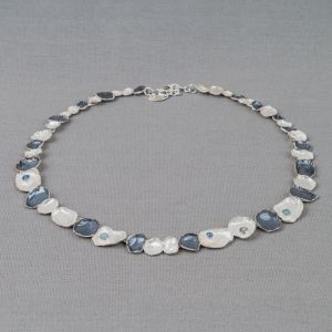 Necklace dishes with Labradorite, Kyanite and Aquamarine