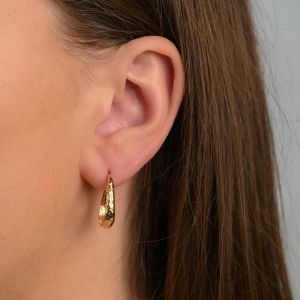 Ear hoop gold plated oval + hammered