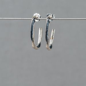 Oorhoepel zilver oxy twister kort