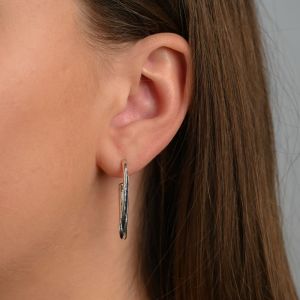 Oorhoepel zilver oxy twister lang