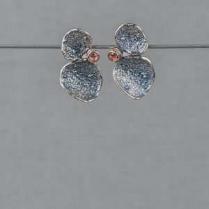 Oorsteker zilver oxy Aztekisch fladder + 10K + Toermalijn