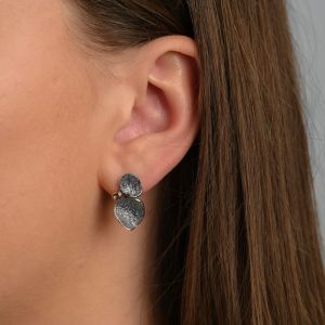 Oorsteker zilver oxy Aztekisch fladder + 10K + Toermalijn