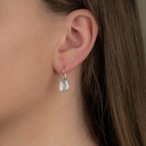 Earrings silver 3D oval