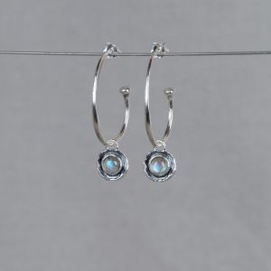 Oorhoepel lang zilver + hanger Labradoriet