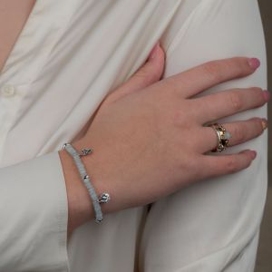 Armband zilver + Aquamarijn + bedels