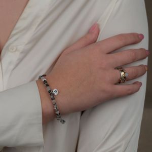 Armband zilver + Black Rutiel met bedels