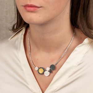 Collier Tubes cirkels zilver + oxy + verguld