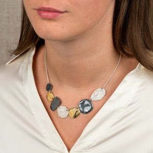 Collier stones zilver + oxy + verguld