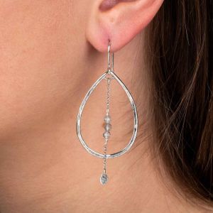 Oorhanger druppel + slinger met Labradoriet zilver