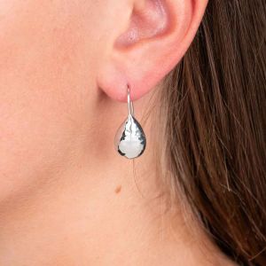 Oorhanger zilver hamerslag druppel